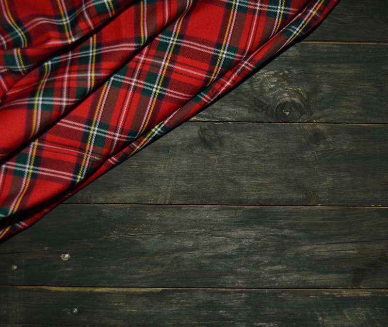 tartan tablecloth rustic wood table